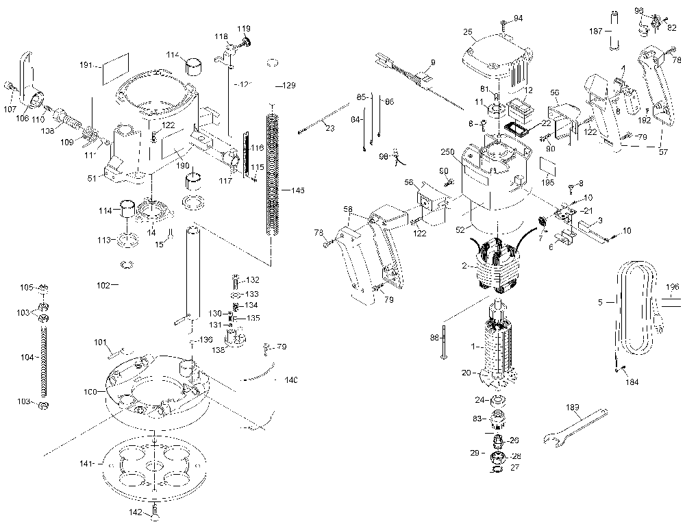 Page A Diagram and Parts List for 7538 Type 7 Porter Cable Router